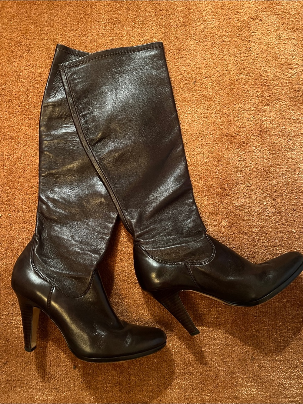 Brown Stretch Cole Haan Leather Boots Sz 91/2